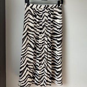 Banana Republic Black White Zebra Print Midi Skirt
